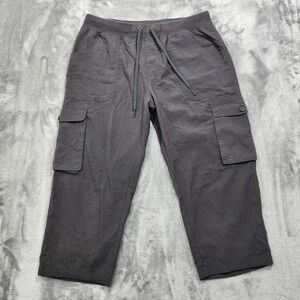Outdoorsports Pants Womens L Gray Cargo Crop Pull On Drawstring Pockets Gorpcore